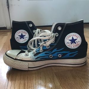 Boys Converse with blue flames